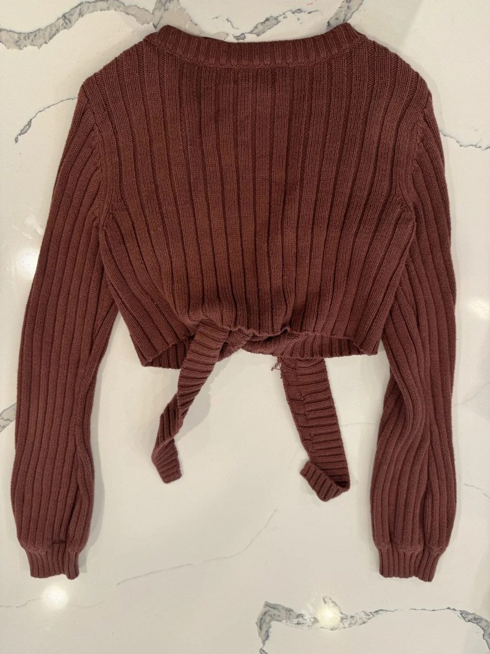 Kendall & Kylie Cropped Tie-Front Sweater - Rust